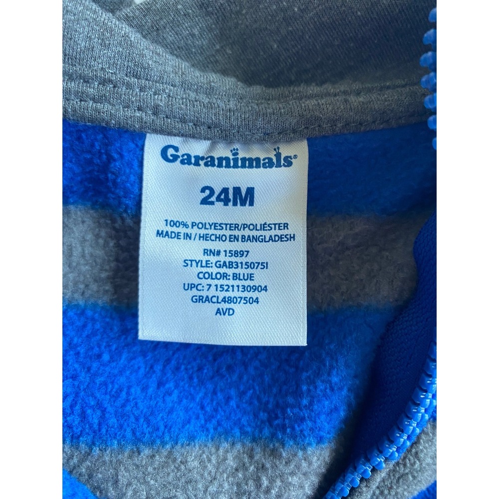 Garanimals Boys Striped Fleece Casual Zip Hoodie Size 24M Blue Gray GAB315075I - Picture 3 of 10